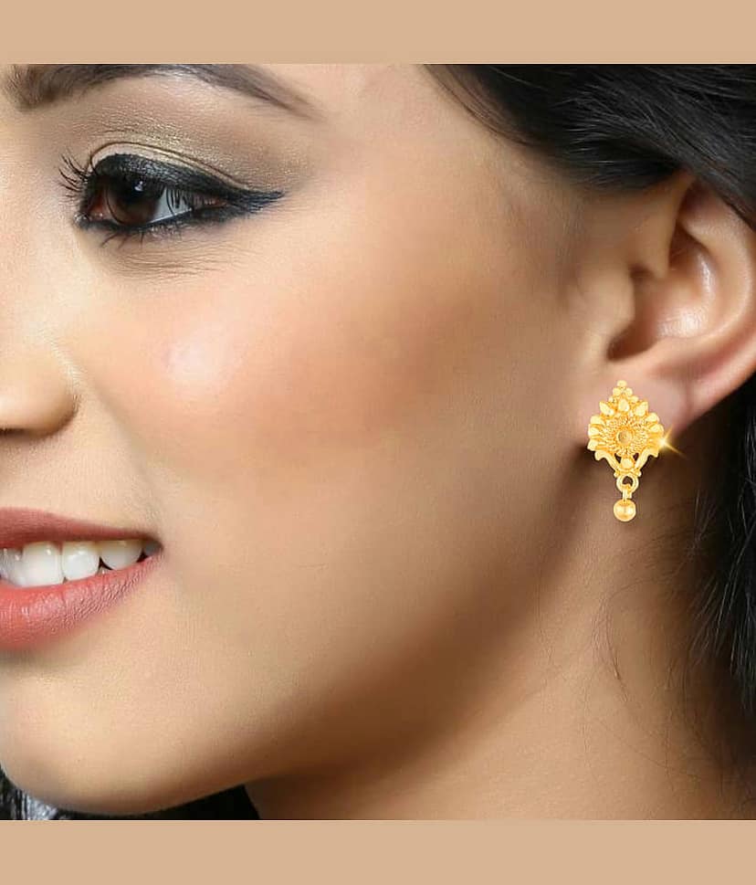 Vighnaharta Allure Beautiful Earrings Elite Chic Gold Plated Screw back Studs earring for Women and Girls [VFJ1611ERG ] view 2