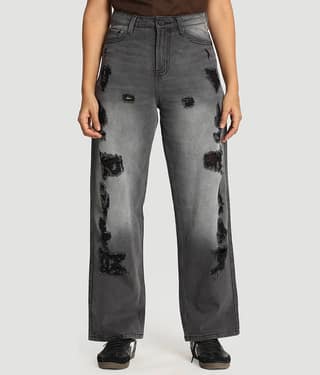 Bene Kleed Women's Relaxed Fit High-Rise Jeans ( Charcoal )