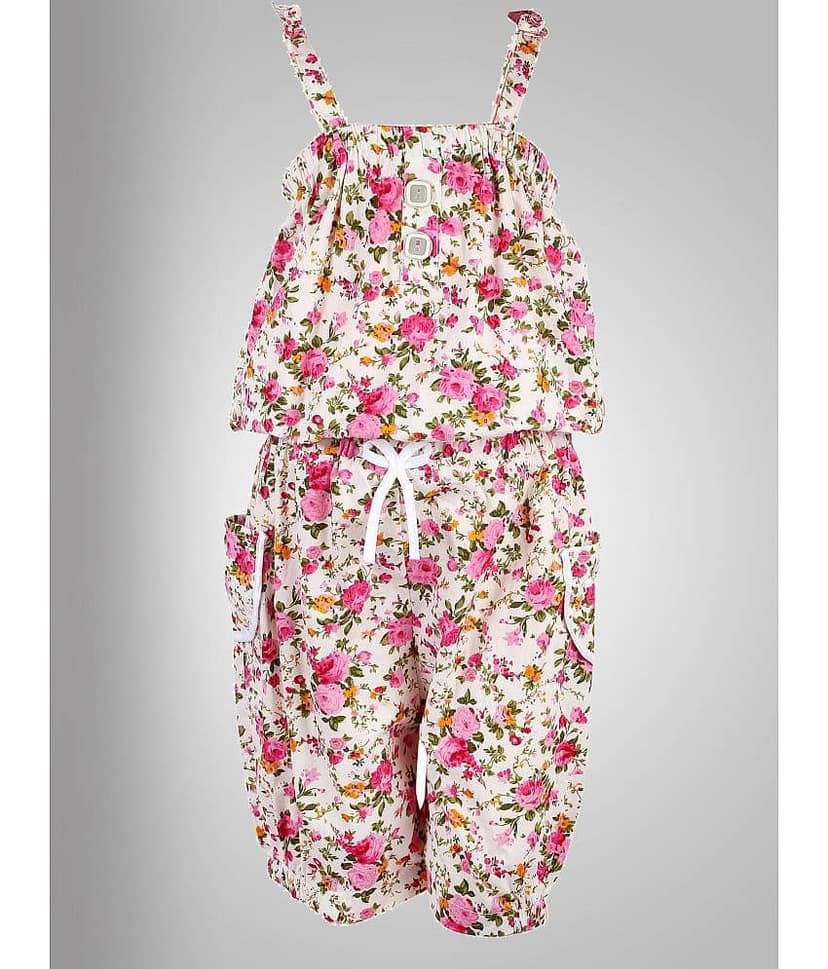 Cherry Tree Girls Cotton Blend Jumpsuit ( Pack of 1 , Black )