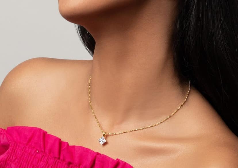 Classic Princess Solitaire Necklace view 4