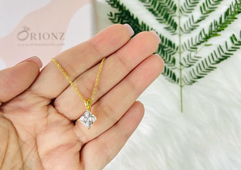 Classic Princess Solitaire Necklace view 7