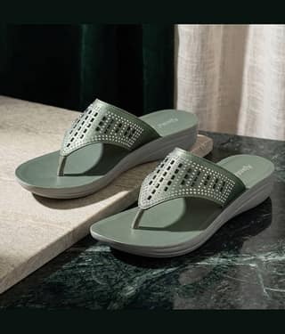 Ajanta EL1016 Olive Women's Open Toe Flats
