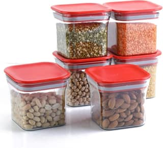 HAPPI Multipurpose Unbreakable Plastic Transparent Airtight Kitkat Masala Storage Container Jar For Kitchen Masala Box Dabba Spice, Cereal, Dry Fruits Spice Box 600 ML (Multicolor- Set of 6 Pcs)
