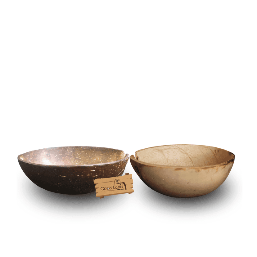 CocoLand Coconut Shell Pudding Pot Oval Shape (150-250 ml) M-L Size Coconut Oil Polished
