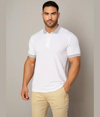Leotude Men Cotton Blend Regular Fit Solid Polo T Shirt ( White )