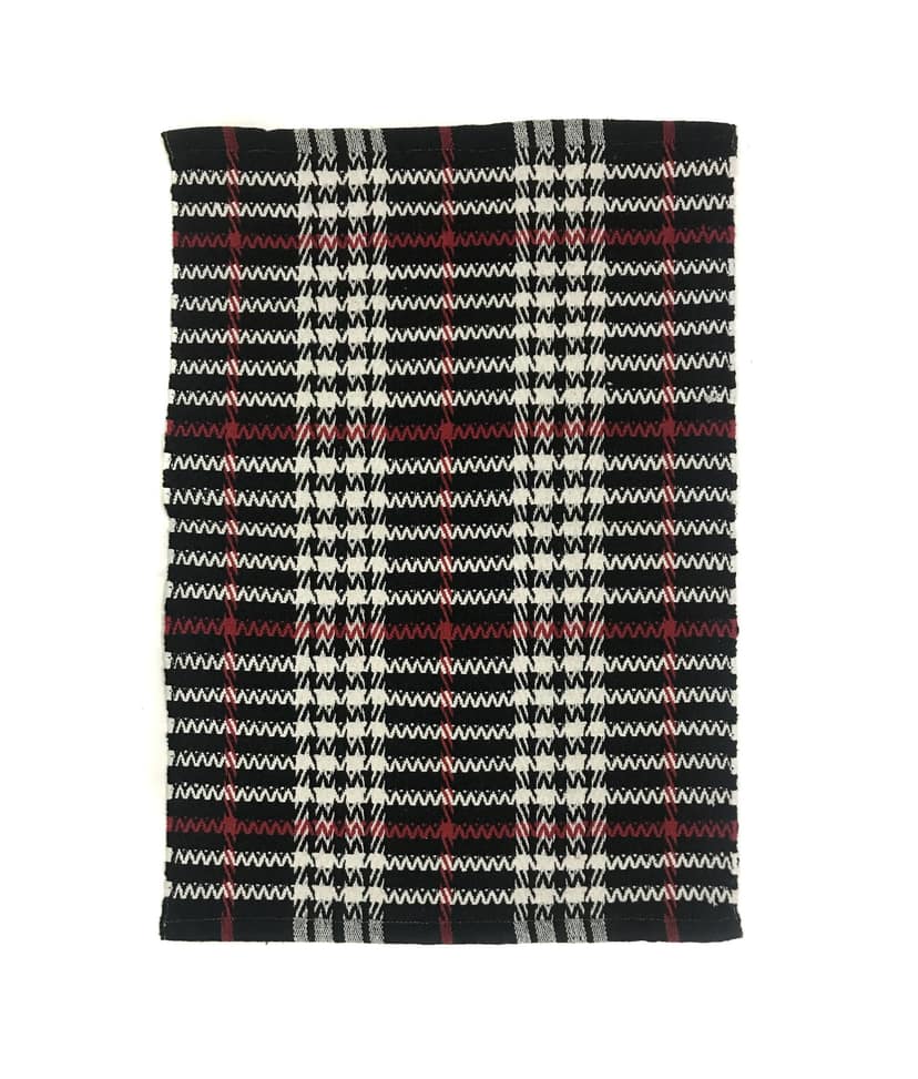 Hand Woven Recycled Cotton Rug, Black/White, Size 20'’x30'’. Machine Washable. pack of 2 view 2