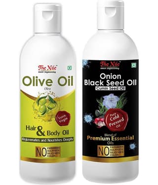 The Nile Olive Oil 150 ML + Onion Black Seed 200 ML Hair Oil 350 mL Pack of 2