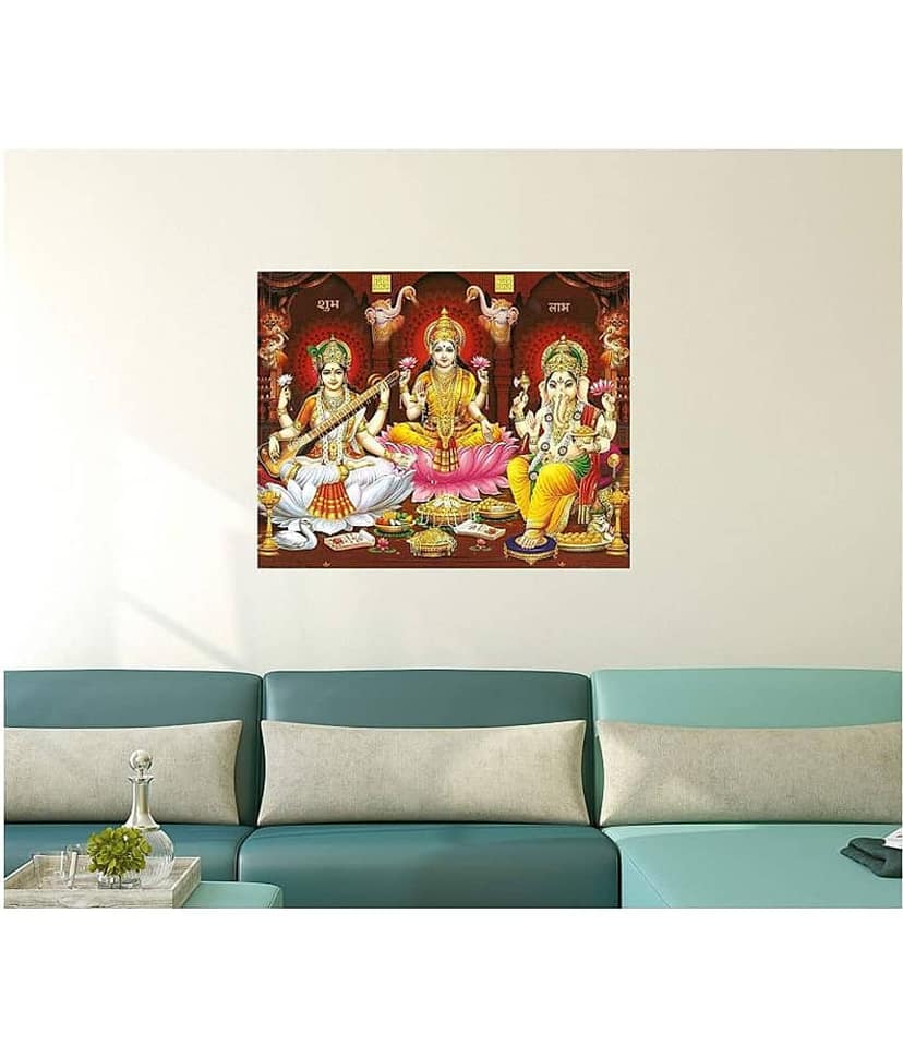 Asmi Collection Lakshmi Saraswati Ganesha Vinyl Wall Poster Without Frame view 2