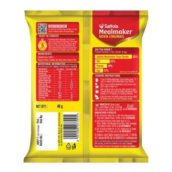 Saffola Mealmaker Soya Chunks 45 Gms view 3