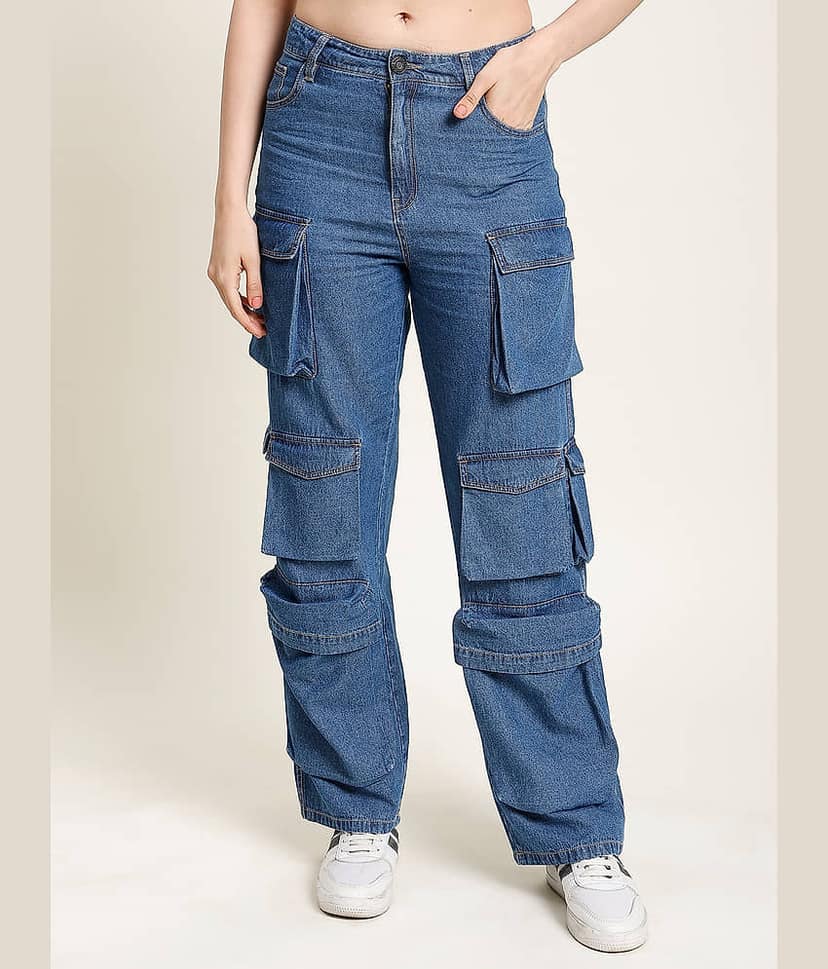 Bene Kleed Women's Cargos High-Rise Jeans ( Blue )