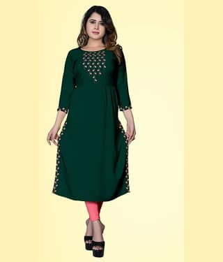 HAYA - Green Rayon Women's Straight Kurti ( Pack of 1 )