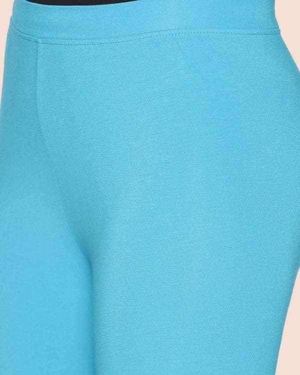 CHINTELS Churidar Ethnic Wear Legging (Light Blue, Solid) view 5