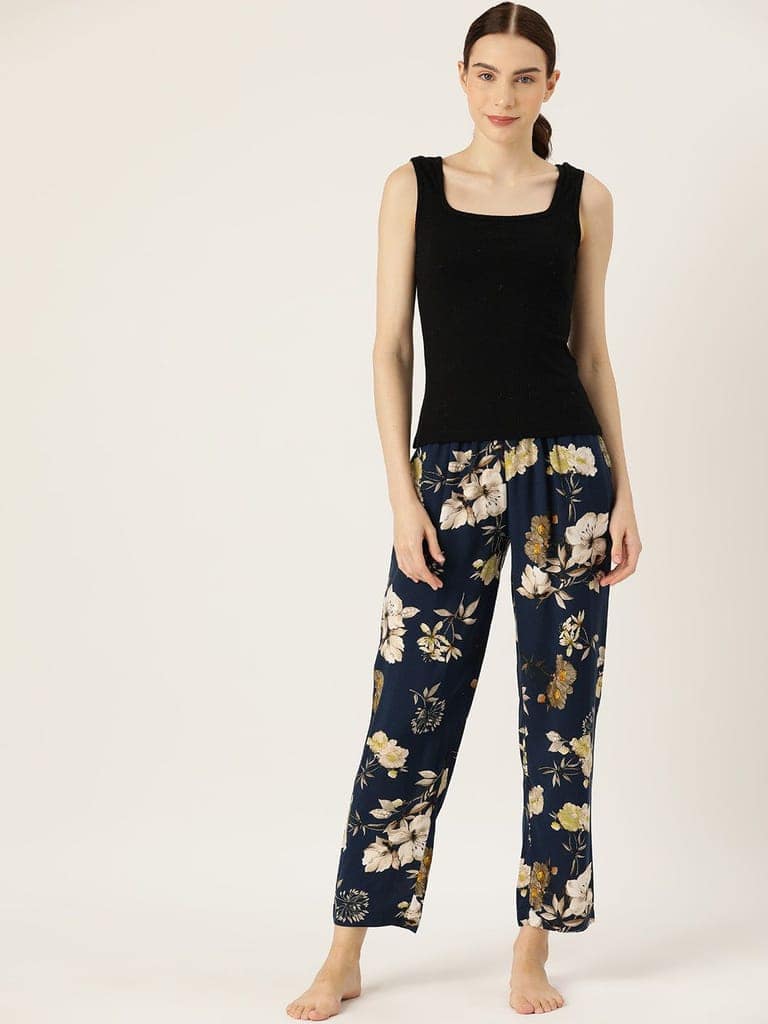 Women Floral Printed Pure Cotton Lounge Pants view 4