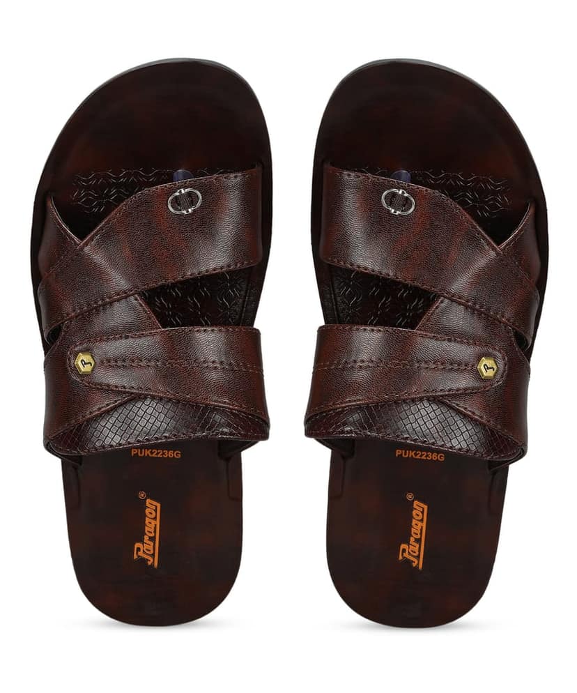 Paragon Men's Slip-on Brown Sandals for Men | Comfortable Sole & Durable view 4