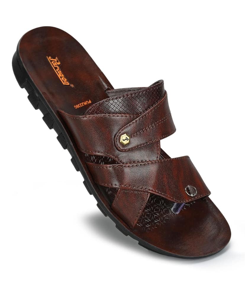 Paragon Men's Slip-on Brown Sandals for Men | Comfortable Sole & Durable view 6