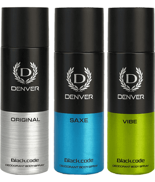 Denver Blackcode Original,Saxe &Vibe 150ml Each Deodorant Spray for Men 450 ml ( Pack of 3 )