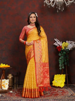 Soft Organza silk saree with Meenakari weawin...