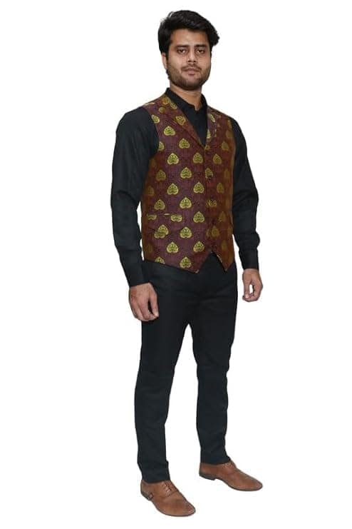 Adam In Style - Luxe Jacquard Nehru Vest Coat/Party/Engagement Wear/Polyester Fabric/Size XS To XXXL view 6