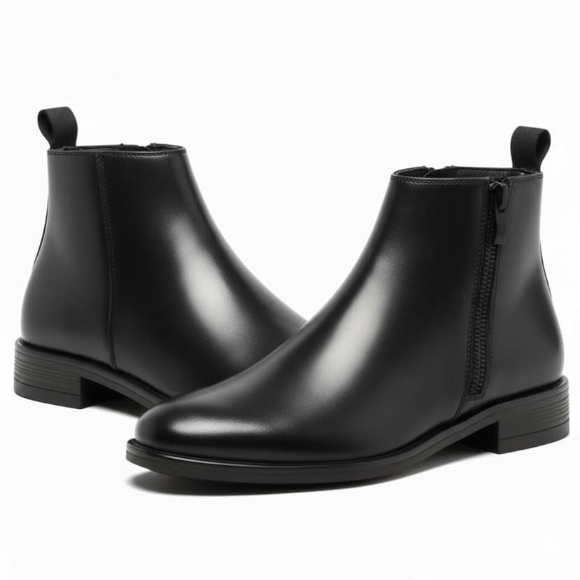 WUGO:: Latest Trendy Men Solid Faux Leather Black Chain Chelsea Boots | Stylish Slip-On Casual & Party Wear Boots for Men & Boys | Durable Grip Sole | Free Home Delivery view 4
