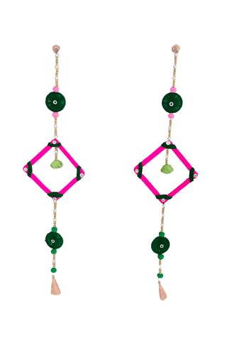 Handmade Pink & Green Hanging Decorations - Bohemian Chic Decor