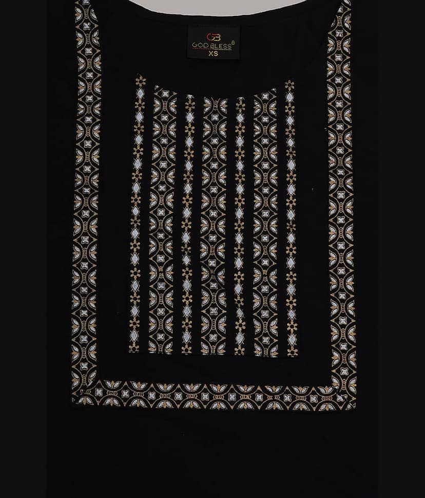 GOD BLESS - Black Rayon Women's Straight Kurti ( Pack of 1 ) view 2