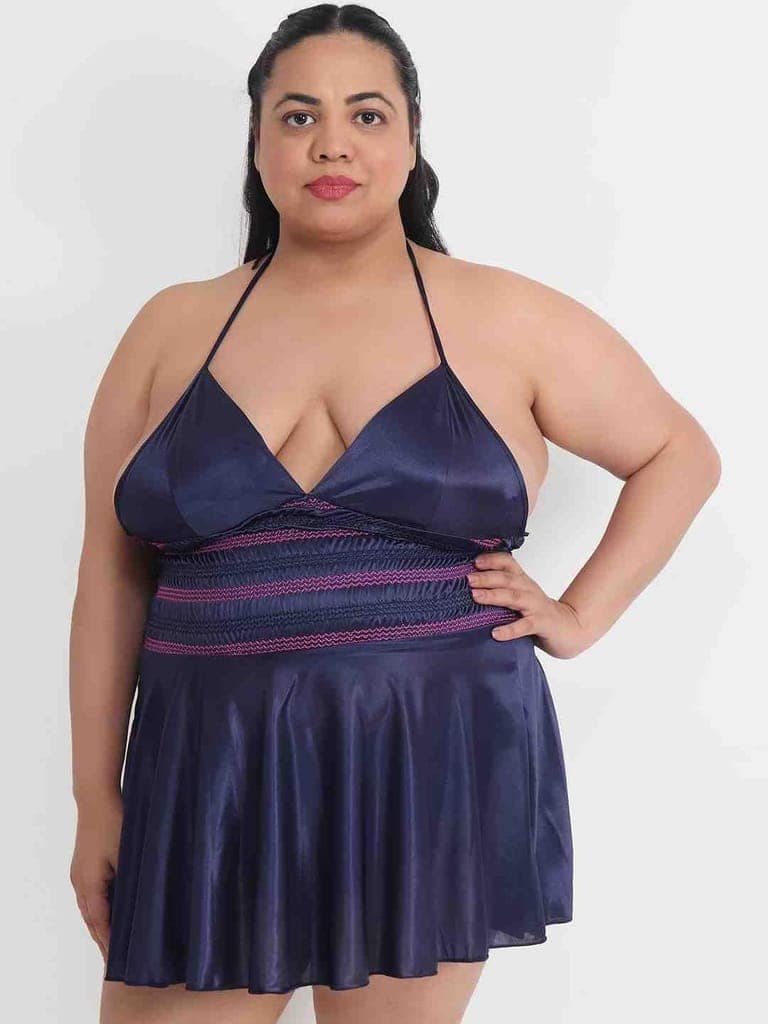 Plus Size Hot Short Navy Bikini Dress for Honeymoon BB35N view 3