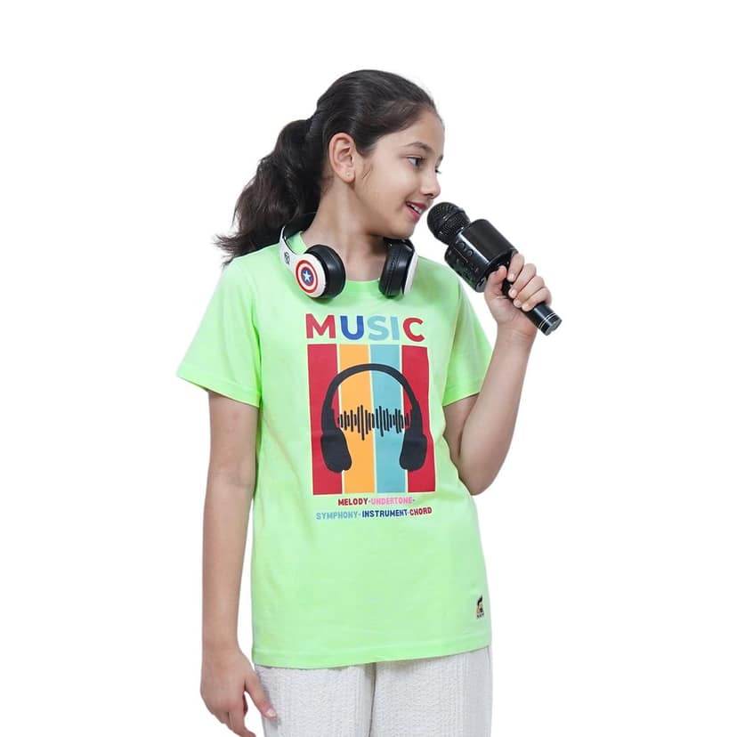 KUCHU Kids’ Unisex T-Shirt “Music” Graphic Digital Print | Premium Cotton-Modal Blend | Soft, Breathable & Durable Casual Wear for Boys & Girls view 4