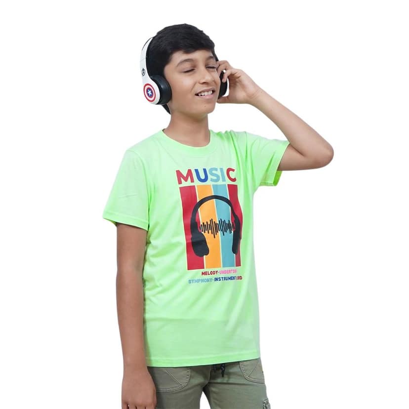 KUCHU Kids’ Unisex T-Shirt “Music” Graphic Digital Print | Premium Cotton-Modal Blend | Soft, Breathable & Durable Casual Wear for Boys & Girls view 7