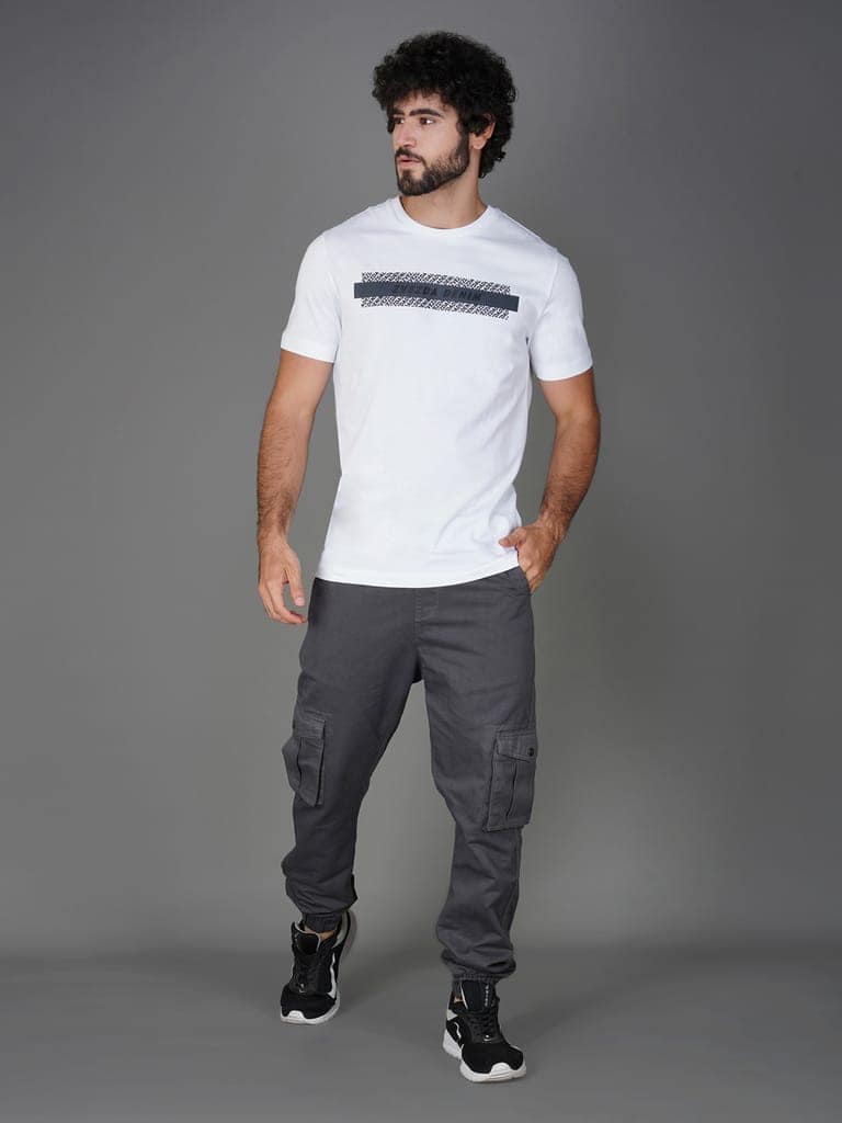 Men's Soft Cotton Jersey Branded Tee White view 5