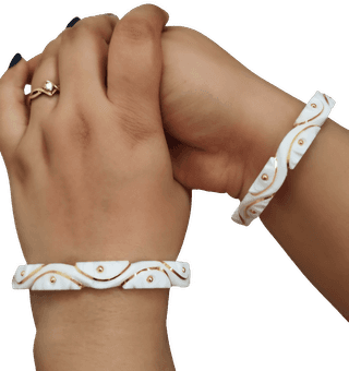 Purabi Jewels Gold Plated Original Shakha Bandhano Trendy Latest Kaju Design New Arrival Women's Traditional Bengali Shakha Bangles Set White, Wedding Jewellery for Married Women