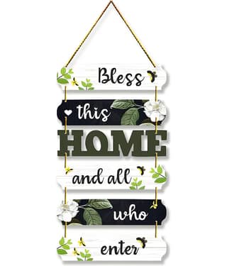Bless our home door hanging for home decoration wooden craft decor living room hall entry door decoration gift