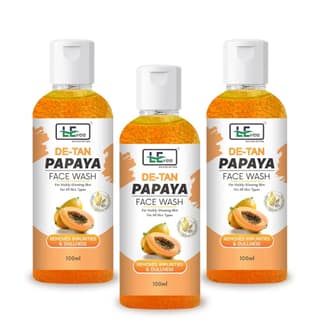 LEvee Detan Papaya Facewash for Men & Women. Pack of 3 | Face Wash (300 ml)