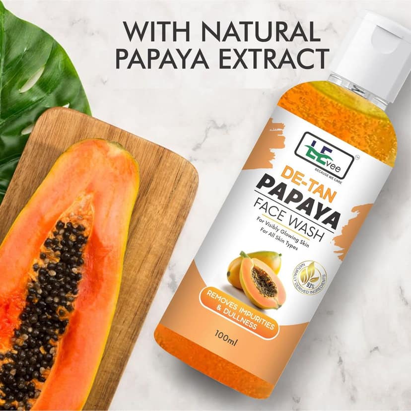LEvee Detan Papaya Facewash for Men & Women. Pack of 3 | Face Wash (300 ml) view 3