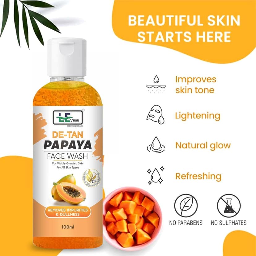 LEvee Detan Papaya Facewash for Men & Women. Pack of 3 | Face Wash (300 ml) view 4