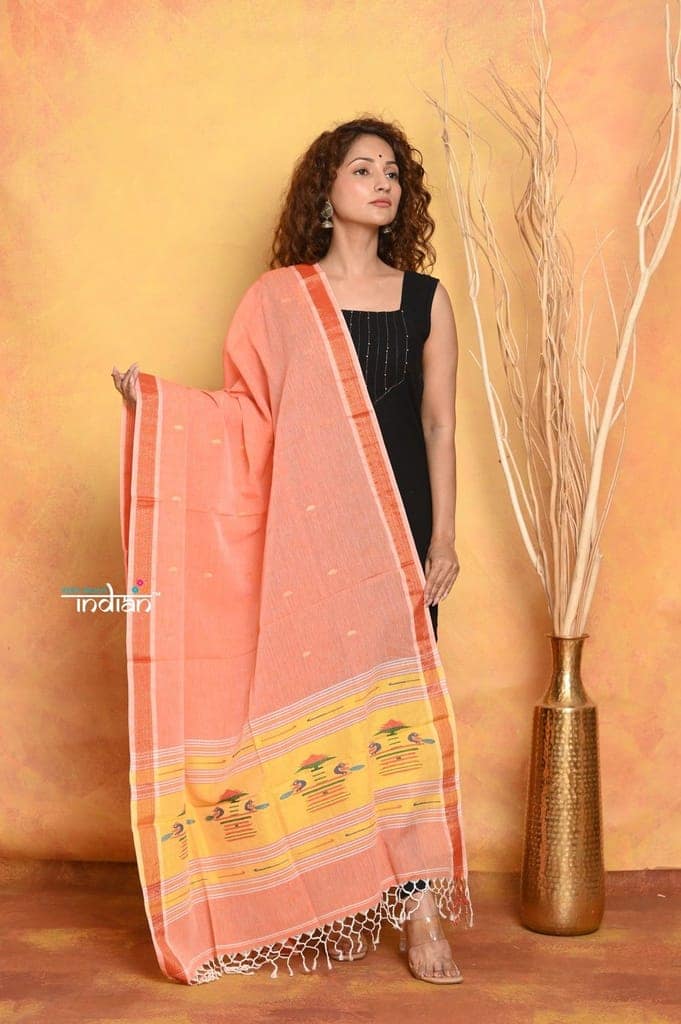 Handblock Printed Cotton Saree With Natural Dyes view 2