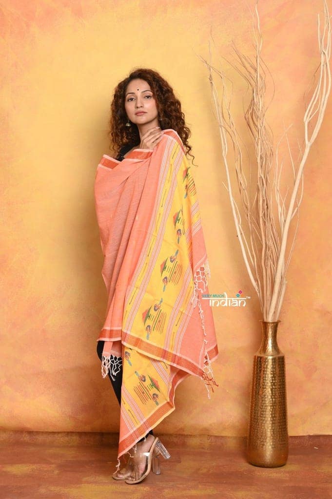 Handblock Printed Cotton Saree With Natural Dyes view 3