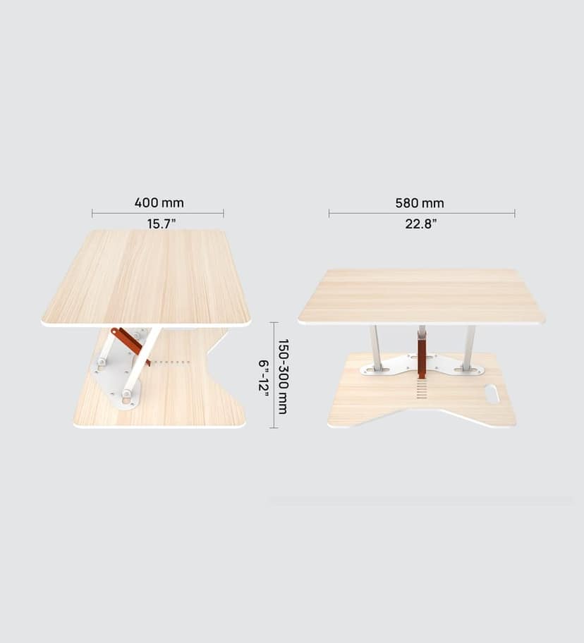 Opus Indigo Mudra Tablet Grand Laptop Table with Cup Holder for Work from Home Foldable and Portable with Adjustable Height Sit and Stand Desk Converter Engineered Wood Table Top - Pine Color view 3