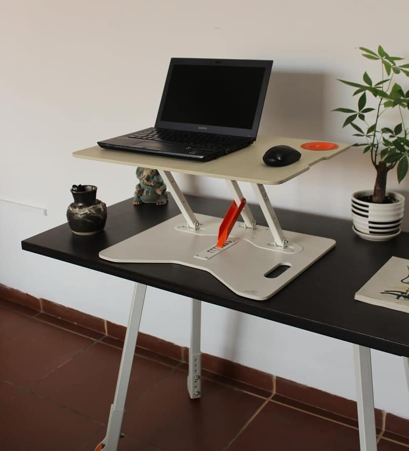 Opus Indigo Mudra Tablet Grand Laptop Table with Cup Holder for Work from Home Foldable and Portable with Adjustable Height Sit and Stand Desk Converter Engineered Wood Table Top - Pine Color view 5