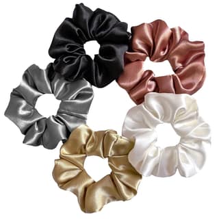 Silvr Bear Luxury Satin Scrunchies Set for Women, Girls | Anti-Hair-Breakage Hair Ties Silvr Bear Luxury Satin Scrunchies Set for Women, Girls | Anti-Hair-Breakage Hair Ties - 5 Classic Shades / 1 count (Pack of 5)