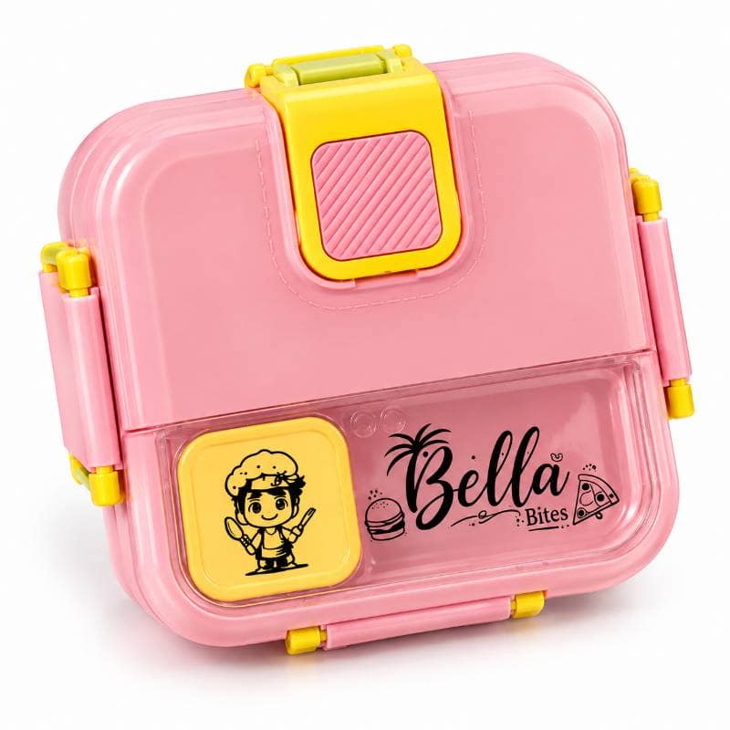 Bella Bites Kids Compartment Lunch Box (Pink) | Leak-Proof & Portable | School & Picnic