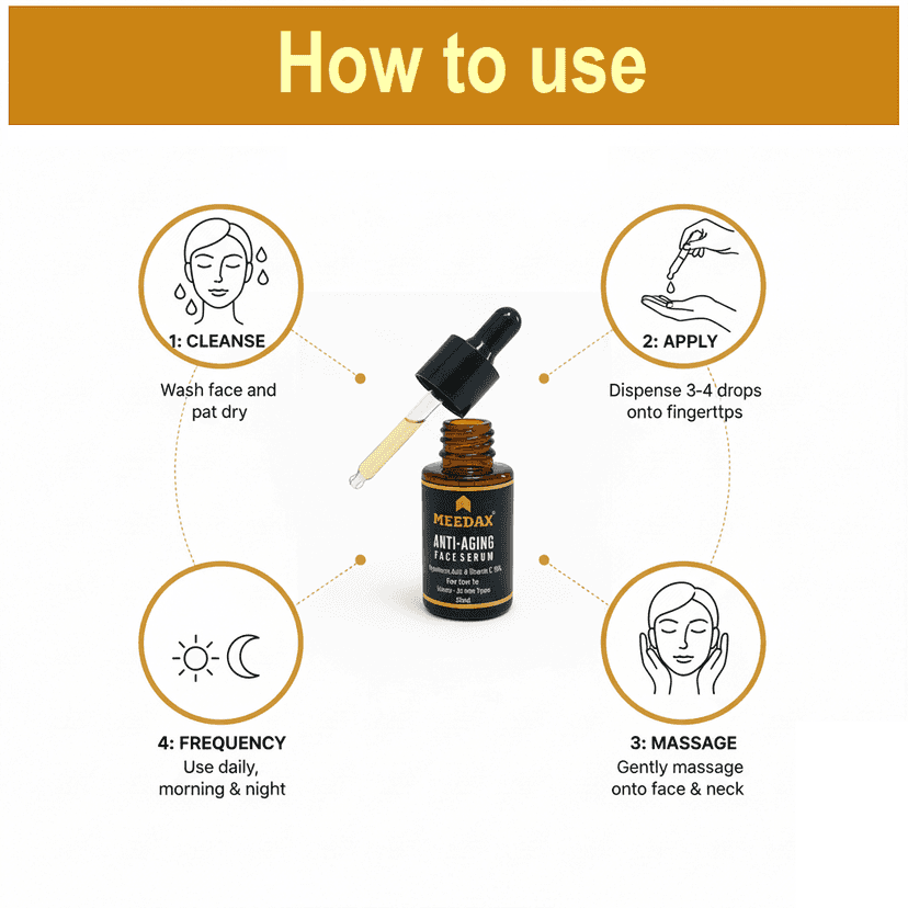 Meedax Anti-Aging Face Serum with Hyaluronic Acid & Vitamin C 16%, Pore Care for | Unisex | All Skin Types | 30ml view 5