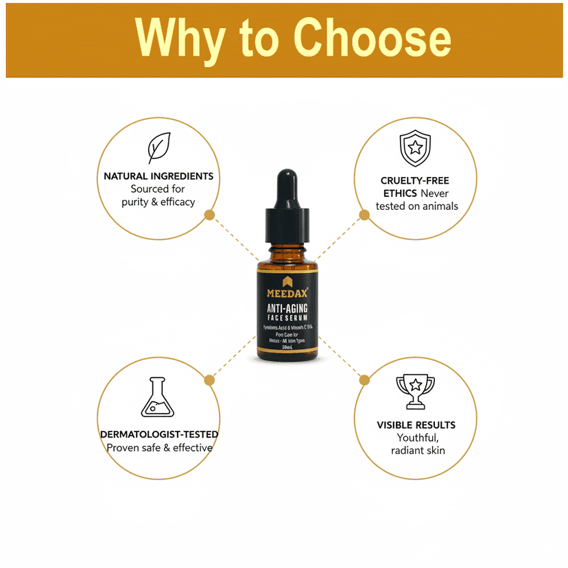 Meedax Anti-Aging Face Serum with Hyaluronic Acid & Vitamin C 16%, Pore Care for | Unisex | All Skin Types | 30ml view 7