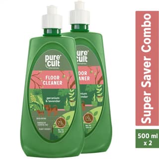 PureCult Floor Cleaner with Geranium & Lavender Essential Oils 500 ml Combo (Pack of 2)