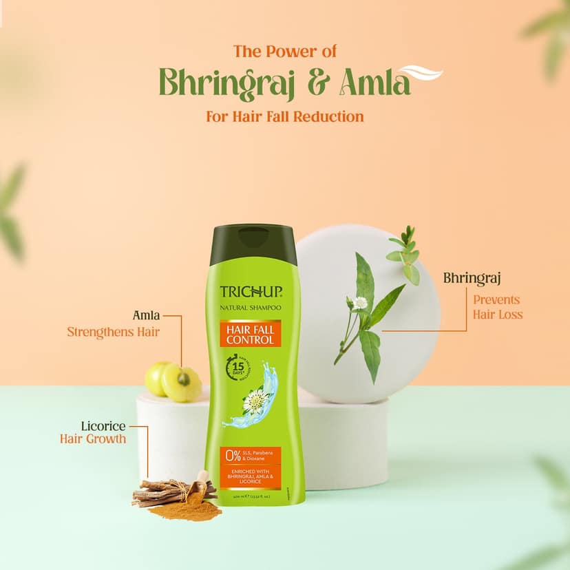 Trichup Hair Fall Control Natural Shampoo 400 ml (Pack of 2) – Herbal Shampoo for Stronger, Healthier Hair view 2