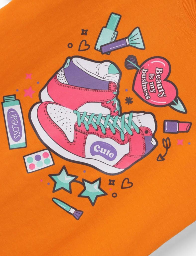 Girls’ T-Shirt Blazing Yellow, Bonbon Pink, Vibrant Orange, Touch & Feel, Ages 7-14 (3 Pcs Pack) view 3