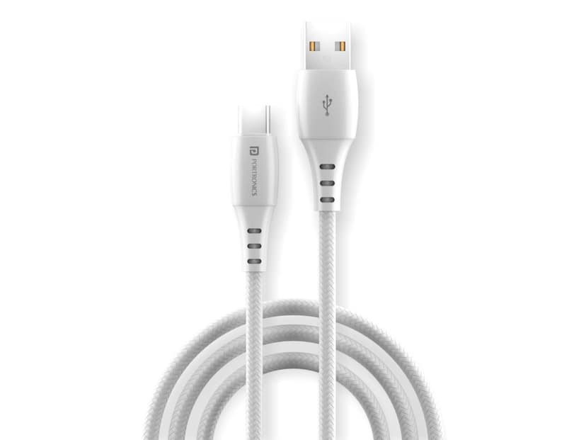 Portronics Konnect A Type C Nylon Braided, Durable, High Speed Charging, Multi functional Cable - White