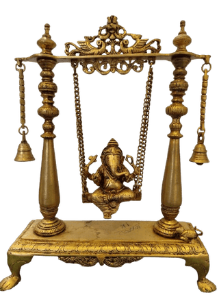 Brass Statue of Lord Ganesha on a Swing