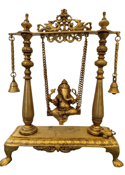 Brass Statue of Lord Ganesha on a Swing