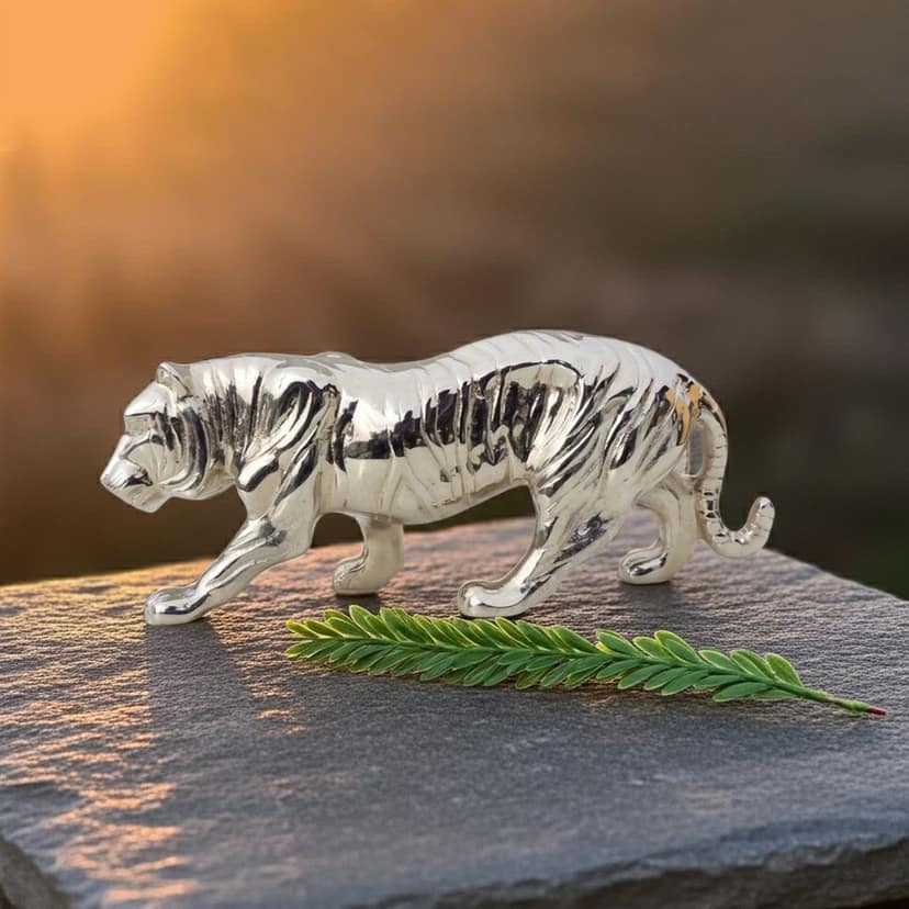 Aluminium Home Decorative Tiger Showpiece Statue (ANMAS262 S)