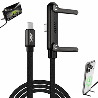 240W USB-C Fast Charging Cable with Built-in Foldable Phone Stand